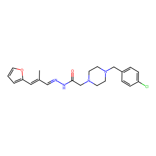 (E)-2-(4-(4-chlorobenzyl)piperazin-1-yl)-N'-((E)-3-(furan-2-yl)-2-methylallylidene)acetohydrazide structure
