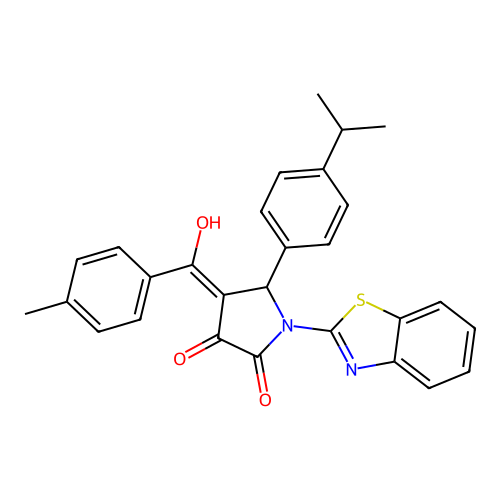 (4E)-1-(1,3-benzothiazol-2-yl)-4-[hydroxy-(4-methylphenyl)methylidene]-5-(4-propan-2-ylphenyl)pyrrolidine-2,3-dione structure