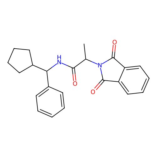 N-[cyclopentyl(phenyl)methyl]-2-(1,3-dioxo-1,3-dihydro-2H-isoindol-2-yl)propanamide structure