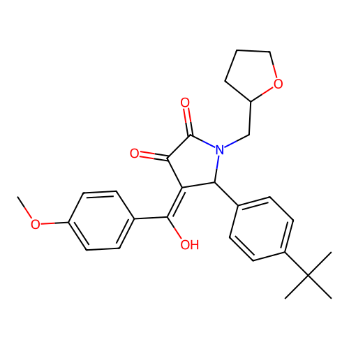 (4E)-5-(4-tert-butylphenyl)-4-[hydroxy(4-methoxyphenyl)methylidene]-1-(tetrahydrofuran-2-ylmethyl)pyrrolidine-2,3-dione structure