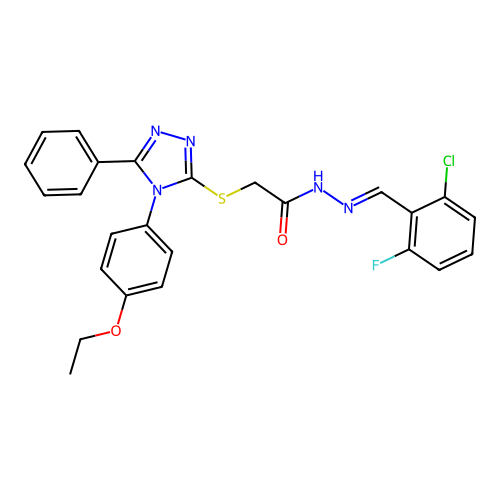 N'-[(E)-(2-chloro-6-fluorophenyl)methylidene]-2-{[4-(4-ethoxyphenyl)-5-phenyl-4H-1,2,4-triazol-3-yl]sulfanyl}acetohydrazide structure