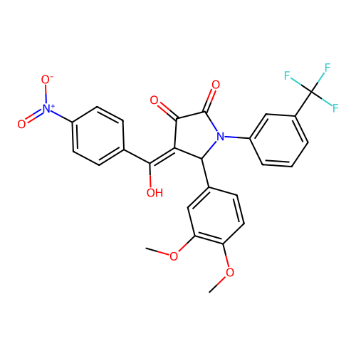 (4E)-5-(3,4-dimethoxyphenyl)-4-[hydroxy(4-nitrophenyl)methylidene]-1-[3-(trifluoromethyl)phenyl]pyrrolidine-2,3-dione structure