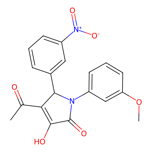 3-acetyl-4-hydroxy-1-(3-methoxyphenyl)-2-(3-nitrophenyl)-2H-pyrrol-5-one structure
