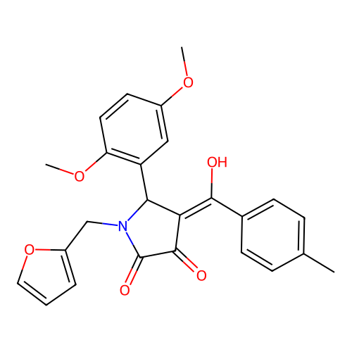 (4E)-5-(2,5-dimethoxyphenyl)-1-(furan-2-ylmethyl)-4-[hydroxy(4-methylphenyl)methylidene]pyrrolidine-2,3-dione structure