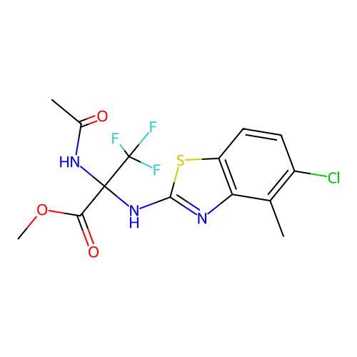 (S)-methyl 2-acetamido-2-((5-chloro-4-methylbenzo[d]thiazol-2-yl)amino)-3,3,3-trifluoropropanoate structure