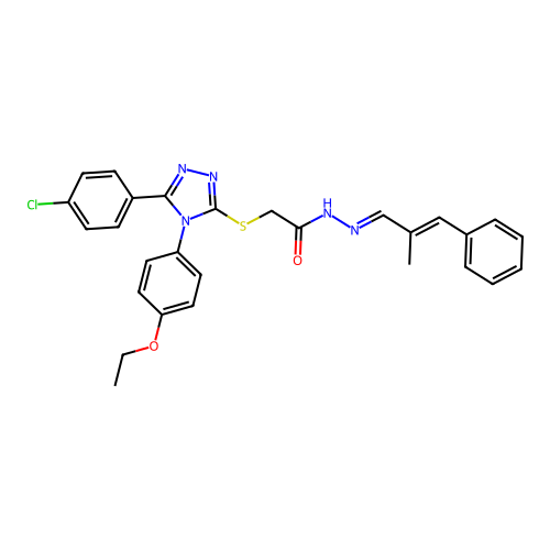2-{[5-(4-chlorophenyl)-4-(4-ethoxyphenyl)-4H-1,2,4-triazol-3-yl]sulfanyl}-N'-[(1E,2E)-2-methyl-3-phenylprop-2-en-1-ylidene]acetohydrazide structure