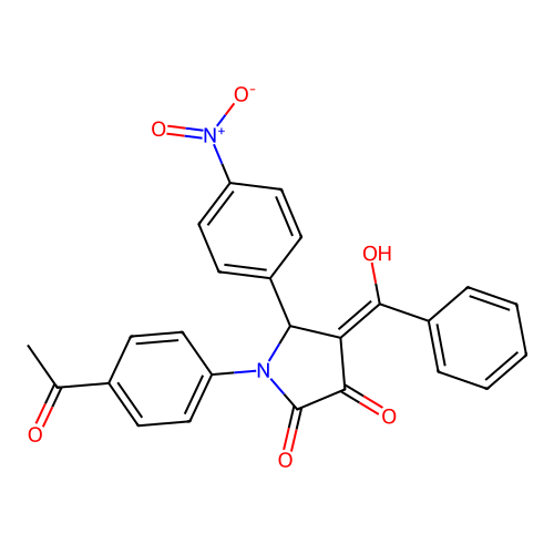(4E)-1-(4-acetylphenyl)-4-[hydroxy(phenyl)methylidene]-5-(4-nitrophenyl)pyrrolidine-2,3-dione structure