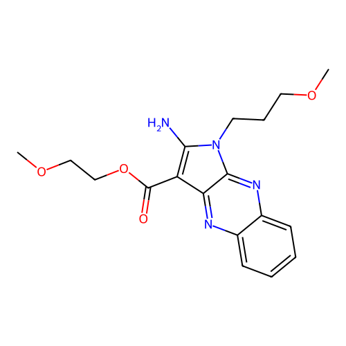 2-methoxyethyl 2-amino-1-(3-methoxypropyl)-1H-pyrrolo[2,3-b]quinoxaline-3-carboxylate structure