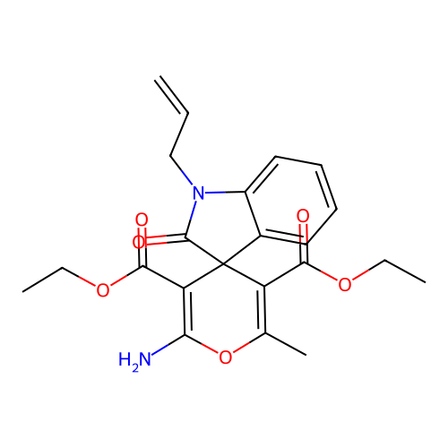 (S)-diethyl 1-allyl-2'-amino-6'-methyl-2-oxospiro[indoline-3,4'-pyran]-3',5'-dicarboxylate structure