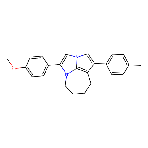 4-(4-methoxyphenyl)-1-(p-tolyl)-5,6,7,8-tetrahydro-2a,4a-diazacyclopenta[cd]azulene structure