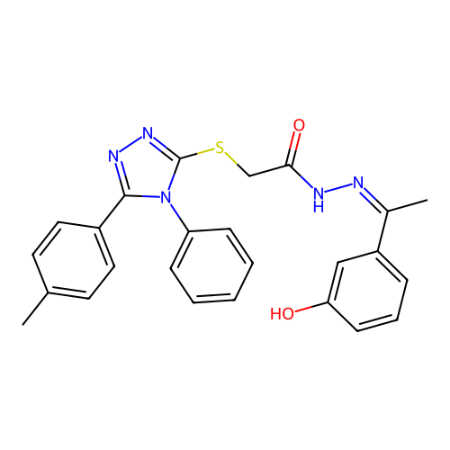 (Z)-N'-(1-(3-hydroxyphenyl)ethylidene)-2-((4-phenyl-5-(p-tolyl)-4H-1,2,4-triazol-3-yl)thio)acetohydrazide structure