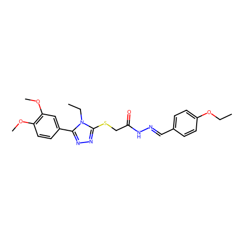 (E)-2-((5-(3,4-dimethoxyphenyl)-4-ethyl-4H-1,2,4-triazol-3-yl)thio)-N'-(4-ethoxybenzylidene)acetohydrazide structure