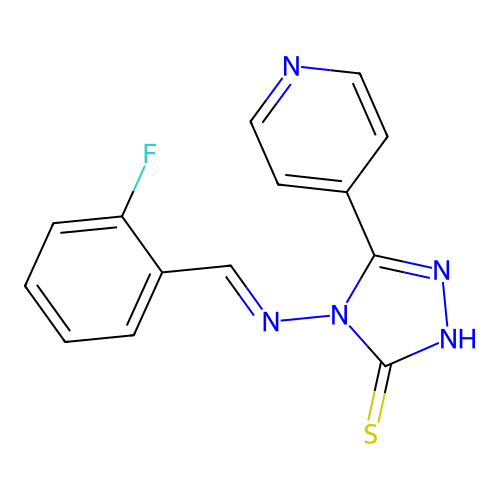 (E)-4-((2-fluorobenzylidene)amino)-5-(pyridin-4-yl)-4H-1,2,4-triazole-3-thiol structure
