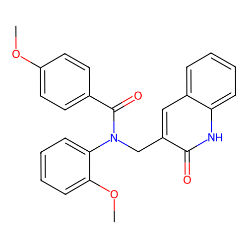 4-methoxy-N-(2-methoxyphenyl)-N-[(2-oxo-1H-quinolin-3-yl)methyl]benzamide structure