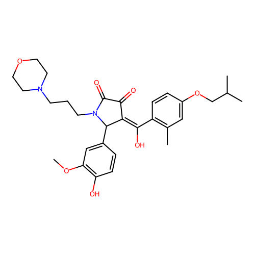 (4E)-5-(4-hydroxy-3-methoxyphenyl)-4-[hydroxy-[2-methyl-4-(2-methylpropoxy)phenyl]methylidene]-1-(3-morpholin-4-ylpropyl)pyrrolidine-2,3-dione structure