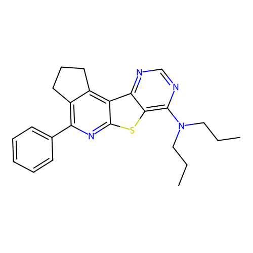 4-phenyl-N,N-dipropyl-2,3-dihydro-1H-cyclopenta[4',5']pyrido[3',2':4,5]thieno[3,2-d]pyrimidin-7-amine structure