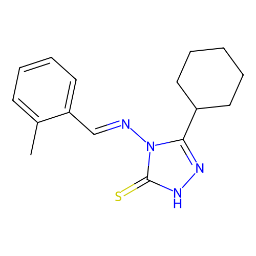 3-cyclohexyl-4-[(E)-(2-methylphenyl)methylideneamino]-1H-1,2,4-triazole-5-thione structure