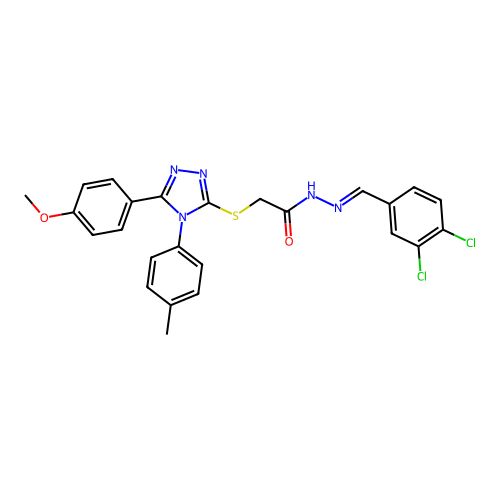 N'-[(E)-(3,4-dichlorophenyl)methylidene]-2-{[5-(4-methoxyphenyl)-4-(4-methylphenyl)-4H-1,2,4-triazol-3-yl]sulfanyl}acetohydrazide structure