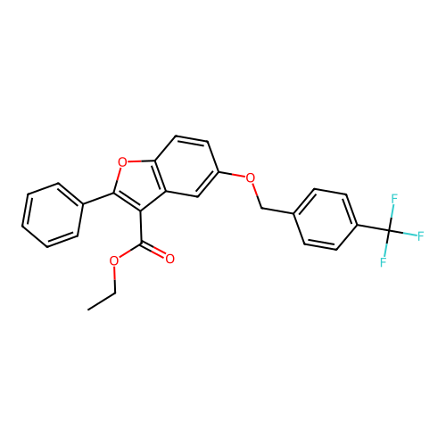 Ethyl 2-phenyl-5-{[4-(trifluoromethyl)phenyl]methoxy}-1-benzofuran-3-carboxylate structure