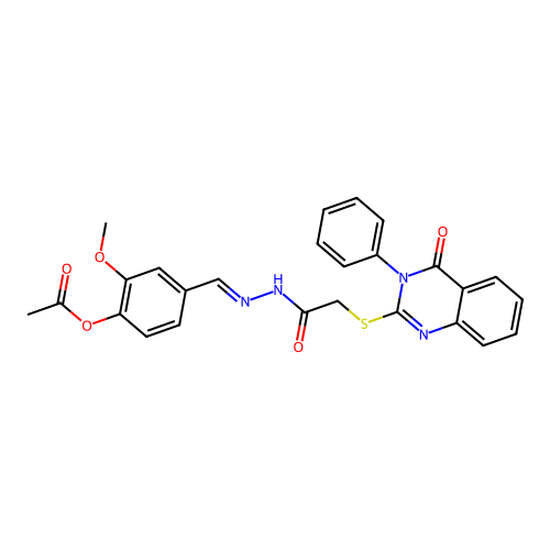 (E)-2-methoxy-4-((2-(2-((4-oxo-3-phenyl-3,4-dihydroquinazolin-2-yl)thio)acetyl)hydrazono)methyl)phenyl acetate structure