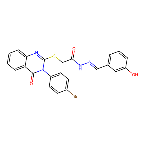 2-{[3-(4-bromophenyl)-4-oxo-3,4-dihydroquinazolin-2-yl]sulfanyl}-N'-[(E)-(3-hydroxyphenyl)methylidene]acetohydrazide structure