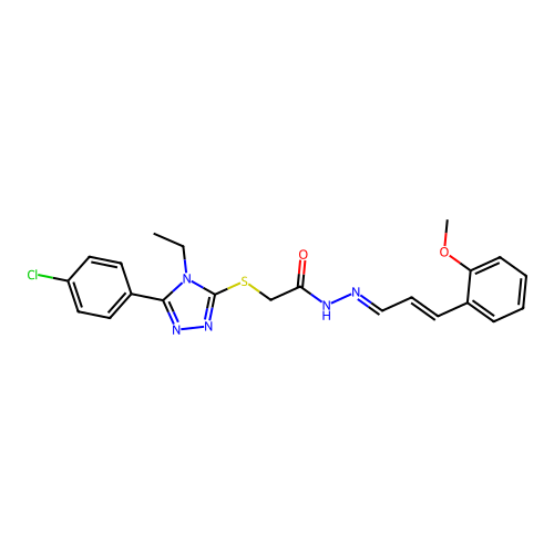 (E)-2-((5-(4-chlorophenyl)-4-ethyl-4H-1,2,4-triazol-3-yl)thio)-N'-((E)-3-(2-methoxyphenyl)allylidene)acetohydrazide structure