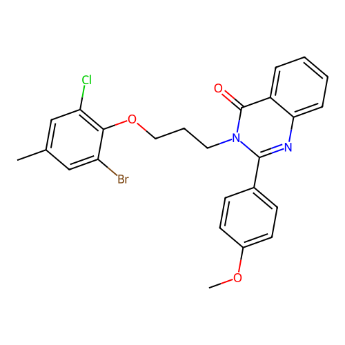 3-(3-(2-bromo-6-chloro-4-methylphenoxy)propyl)-2-(4-methoxyphenyl)quinazolin-4(3H)-one structure