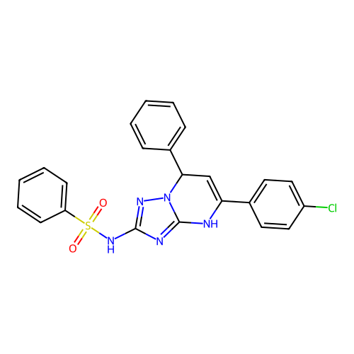 N-[5-(4-chlorophenyl)-7-phenyl-4,7-dihydro[1,2,4]triazolo[1,5-a]pyrimidin-2-yl]benzenesulfonamide structure