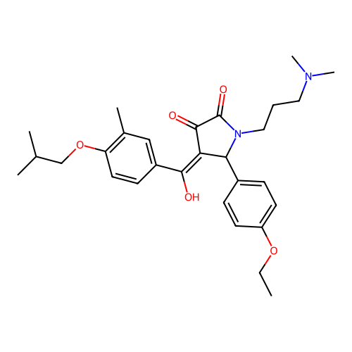 (4E)-1-[3-(dimethylamino)propyl]-5-(4-ethoxyphenyl)-4-[hydroxy-[3-methyl-4-(2-methylpropoxy)phenyl]methylidene]pyrrolidine-2,3-dione structure