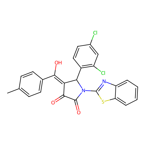 (4E)-1-(1,3-benzothiazol-2-yl)-5-(2,4-dichlorophenyl)-4-[hydroxy-(4-methylphenyl)methylidene]pyrrolidine-2,3-dione structure