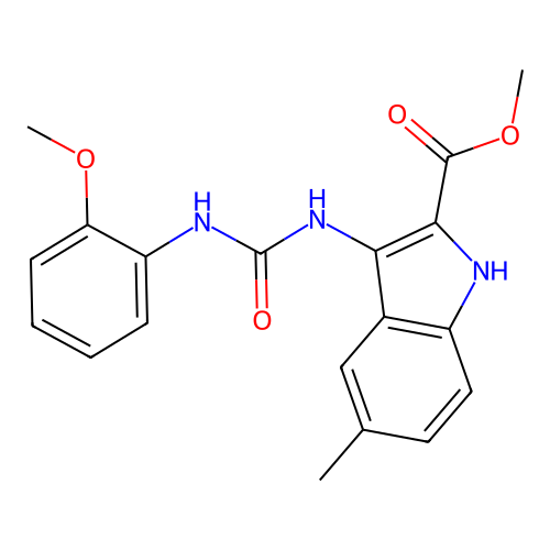 methyl 3-{[(2-methoxyphenyl)carbamoyl]amino}-5-methyl-1H-indole-2-carboxylate structure