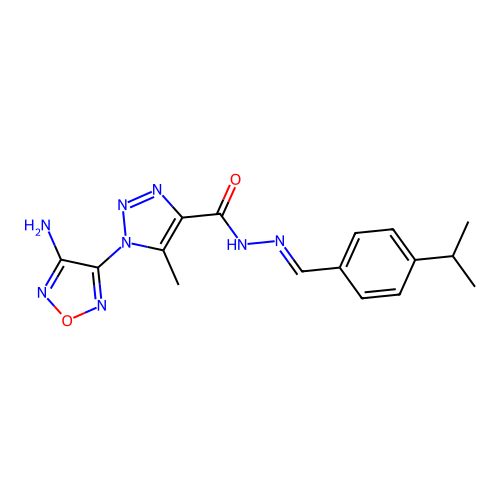(E)-1-(4-amino-1,2,5-oxadiazol-3-yl)-N'-(4-isopropylbenzylidene)-5-methyl-1H-1,2,3-triazole-4-carbohydrazide structure