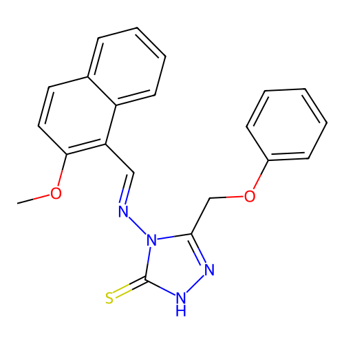 4-[(E)-(2-methoxynaphthalen-1-yl)methylideneamino]-3-(phenoxymethyl)-1H-1,2,4-triazole-5-thione structure