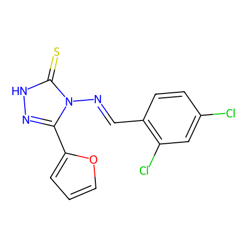 4-[(2,4-dichlorobenzylidene)amino]-5-(2-furyl)-4H-1,2,4-triazole-3-thiol structure