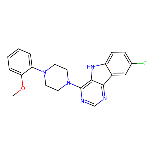 8-chloro-4-[4-(2-methoxyphenyl)piperazin-1-yl]-5H-pyrimido[5,4-b]indole structure