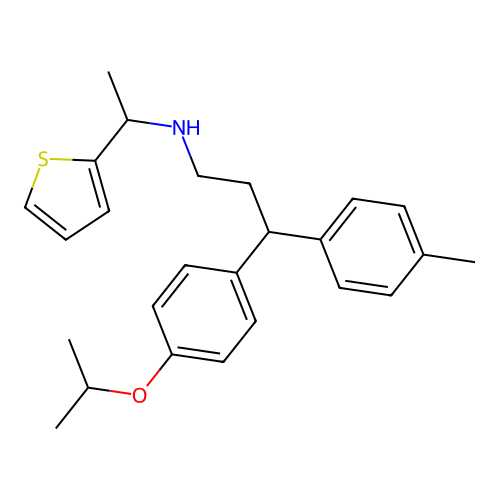 3-(4-isopropoxyphenyl)-N-(1-(thiophen-2-yl)ethyl)-3-(p-tolyl)propan-1-amine structure