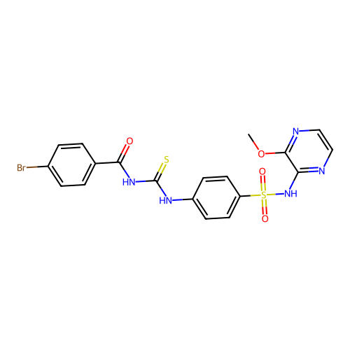 4-bromo-N-({4-[(3-methoxypyrazin-2-yl)sulfamoyl]phenyl}carbamothioyl)benzamide structure