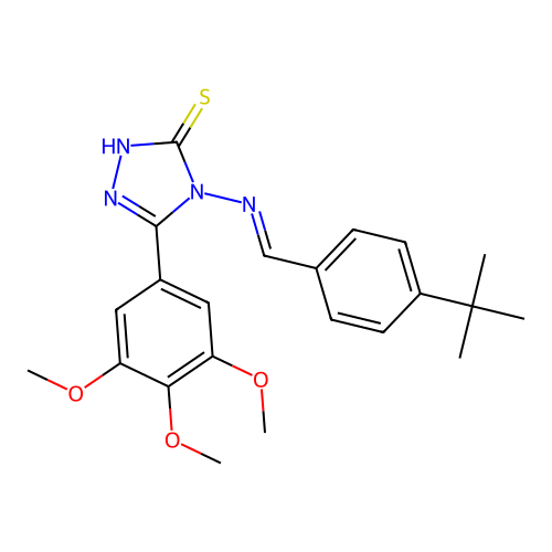 4-{[(E)-(4-tert-butylphenyl)methylidene]amino}-5-(3,4,5-trimethoxyphenyl)-4H-1,2,4-triazole-3-thiol structure