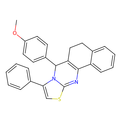 7-(4-methoxyphenyl)-9-phenyl-6,7-dihydro-5H-benzo[h]thiazolo[2,3-b]quinazoline structure