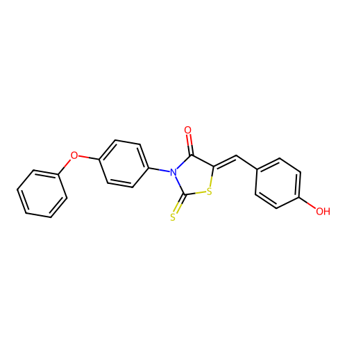 (Z)-5-(4-hydroxybenzylidene)-3-(4-phenoxyphenyl)-2-thioxothiazolidin-4-one structure
