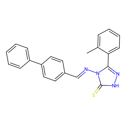 (E)-4-(([1,1'-biphenyl]-4-ylmethylene)amino)-5-(o-tolyl)-4H-1,2,4-triazole-3-thiol structure