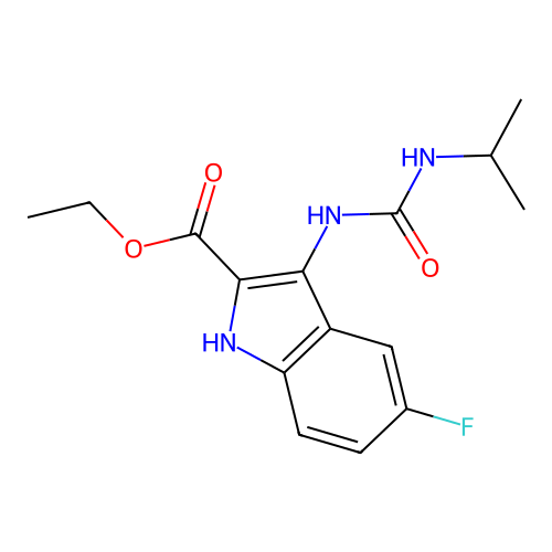 ethyl 5-fluoro-3-[(propan-2-ylcarbamoyl)amino]-1H-indole-2-carboxylate structure