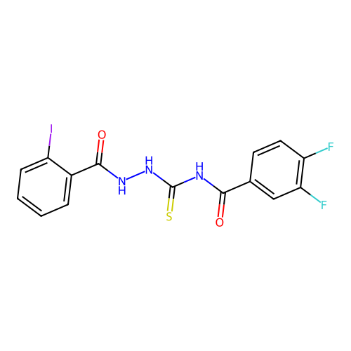 3,4-difluoro-N-({2-[(2-iodophenyl)carbonyl]hydrazinyl}carbonothioyl)benzamide structure