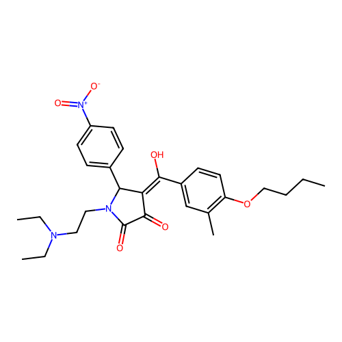 (4E)-4-[(4-butoxy-3-methylphenyl)-hydroxymethylidene]-1-(2-diethylaminoethyl)-5-(4-nitrophenyl)pyrrolidine-2,3-dione structure