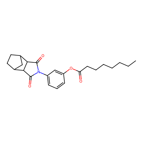 3-(1,3-dioxooctahydro-2H-4,7-methanoisoindol-2-yl)phenyl octanoate structure