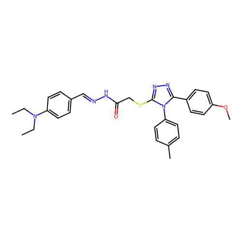N'-{(E)-[4-(diethylamino)phenyl]methylidene}-2-{[5-(4-methoxyphenyl)-4-(4-methylphenyl)-4H-1,2,4-triazol-3-yl]sulfanyl}acetohydrazide structure