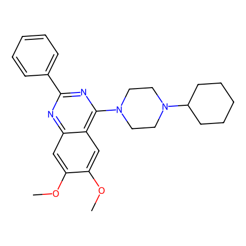 4-(4-Cyclohexylpiperazin-1-yl)-6,7-dimethoxy-2-phenylquinazoline structure