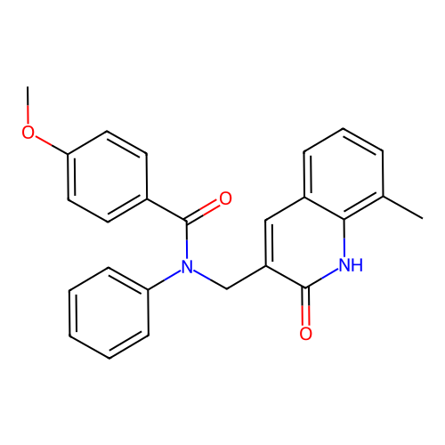 4-methoxy-N-[(8-methyl-2-oxo-1H-quinolin-3-yl)methyl]-N-phenylbenzamide structure