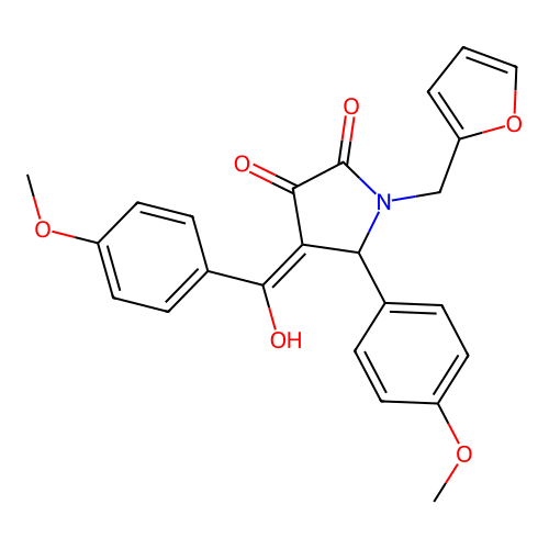 (4E)-1-(furan-2-ylmethyl)-4-[hydroxy(4-methoxyphenyl)methylidene]-5-(4-methoxyphenyl)pyrrolidine-2,3-dione structure