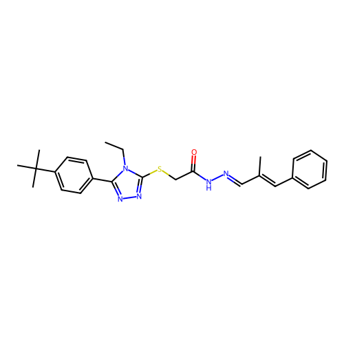 2-{[5-(4-tert-butylphenyl)-4-ethyl-4H-1,2,4-triazol-3-yl]sulfanyl}-N'-[(1E,2E)-2-methyl-3-phenylprop-2-en-1-ylidene]acetohydrazide structure